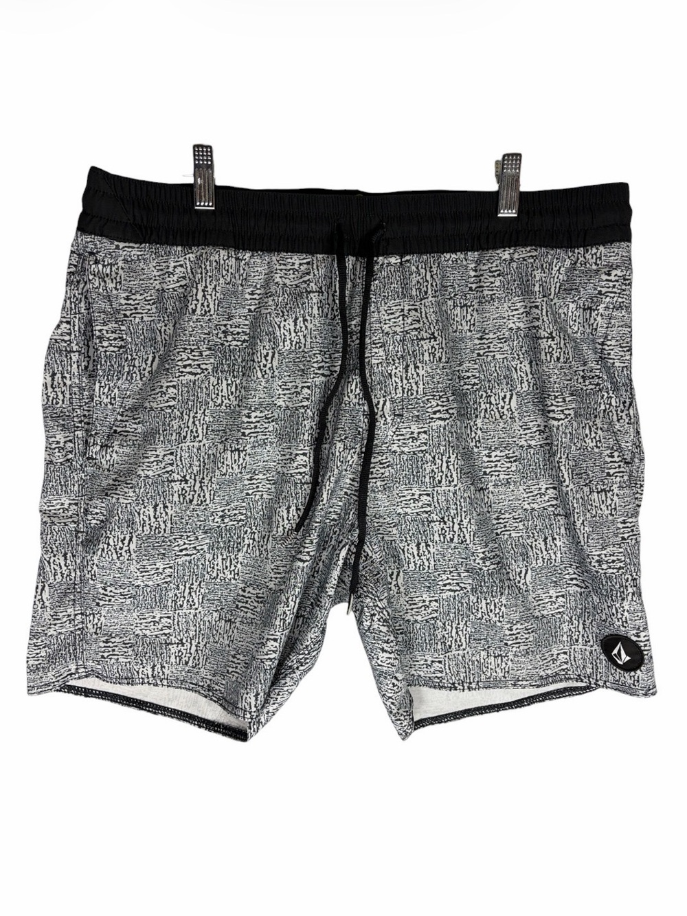 Volcom Men’s Patterned Board Shorts Swim Trunks Black White XL